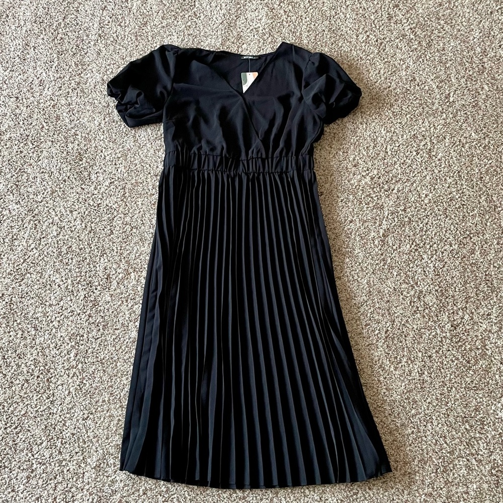 BTFBM Black Midi Length Pleated Skirt Dress NWT XL
